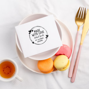 Cute Hearts Hand Drawn Wreath Made With Love Rubber Stamp