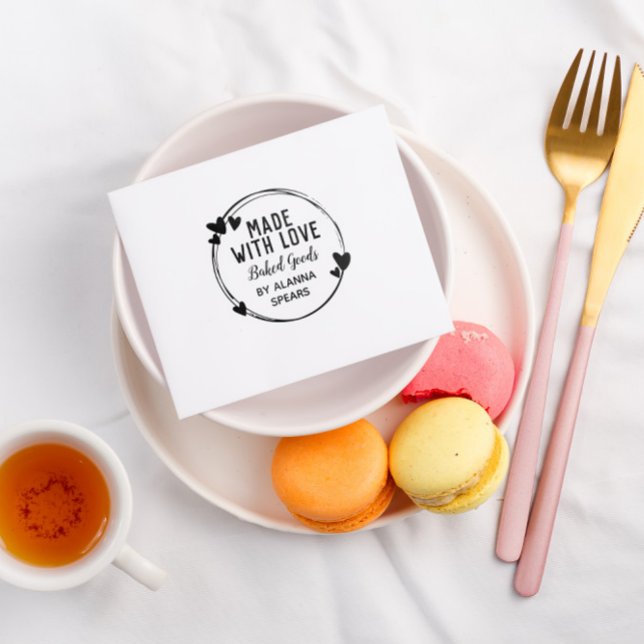 Cute Hearts Hand Drawn Wreath Made With Love Rubber Stamp (Creator Uploaded)