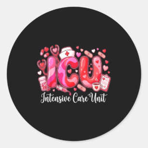 Cute Hearts Icu Valentine Nurse Valentines Day Shi Classic Round Sticker