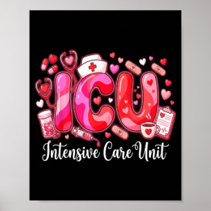 Cute Hearts Icu Valentine Nurse Valentines Day Shi Poster