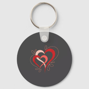 Cute Hearts In Love Couples Valentine Day Pajamas  Key Ring