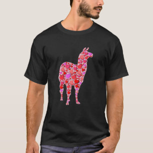 Cute Hearts Llama Funny Animals Lover Valentines D T-Shirt