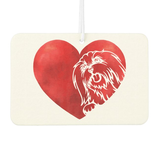 Cute Hearts Maltese Dog Puppy Lover Valentines Day Car Air Freshener (Front)