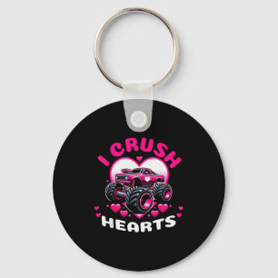 Cute Hearts Monster Truck Boys Valentines T  Key Ring