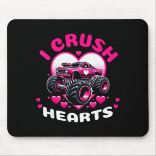 Cute Hearts Monster Truck Boys Valentines T  Mouse Pad