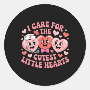 Cute Hearts Nurse Life Valentines Day Caring Steth Classic Round Sticker