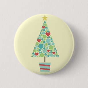 Cute hearts pastel modern Christmas tree 6 Cm Round Badge