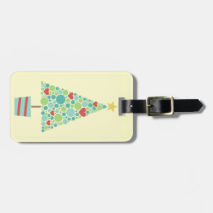 Cute hearts pastel modern Christmas tree Luggage Tag