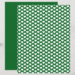 Cute Hearts Pattern Forest Green Scrapbook Paper