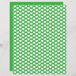 Cute Hearts Pattern Green Scrapbook Paper