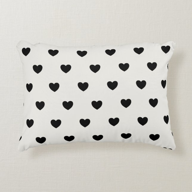 Cute Hearts Pattern in Chic Black and White Decorative Cushion (Front)