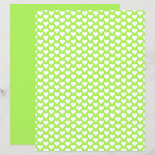 Cute Hearts Pattern Lime Green Scrapbook Paper