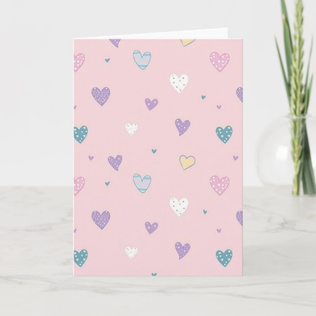Cute Hearts Pattern Love Card (Front)