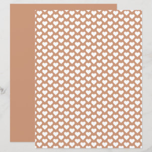 Cute Hearts Pattern Neutral Brown Scrapbook Paper