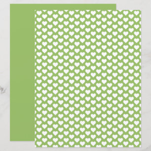 Cute Hearts Pattern Olive Green Scrapbook Paper