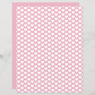Cute Hearts Pattern Pastel Pink Scrapbook Paper