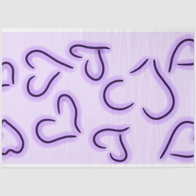 Cute Hearts Purple Tissue Paper (Front)