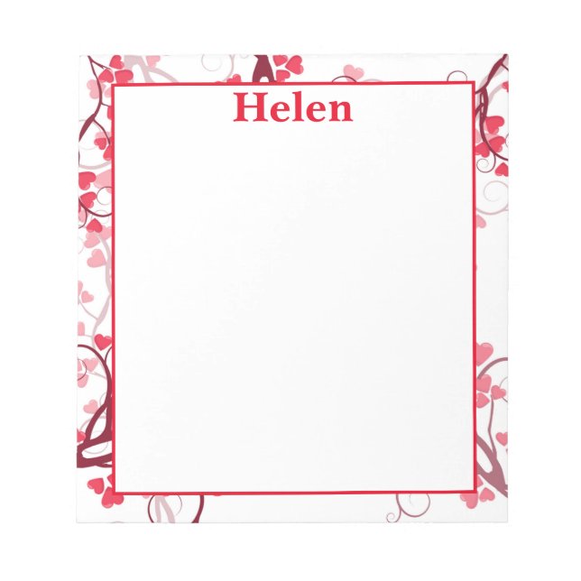 Cute hearts red and white notepad (Front)