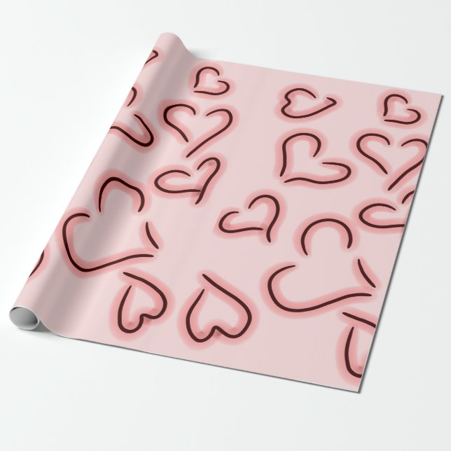 Cute Hearts Red Wrapping Paper (Unrolled)