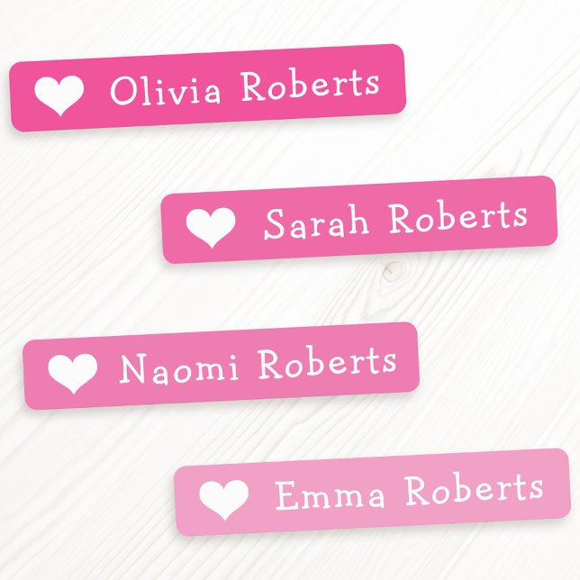 Cute hearts text pink fabric clothing (Cute hearts text pink fabric clothing labels)
