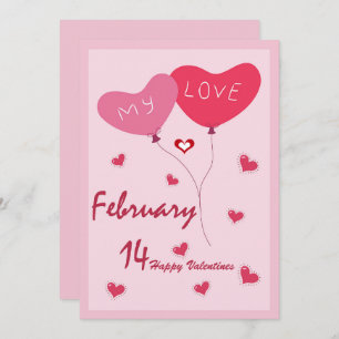 Cute Hearts Theme Pink And Red Invitation