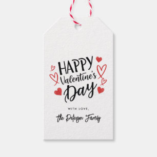 Cute Hearts Typography Happy Valentine's Day Gift Tags