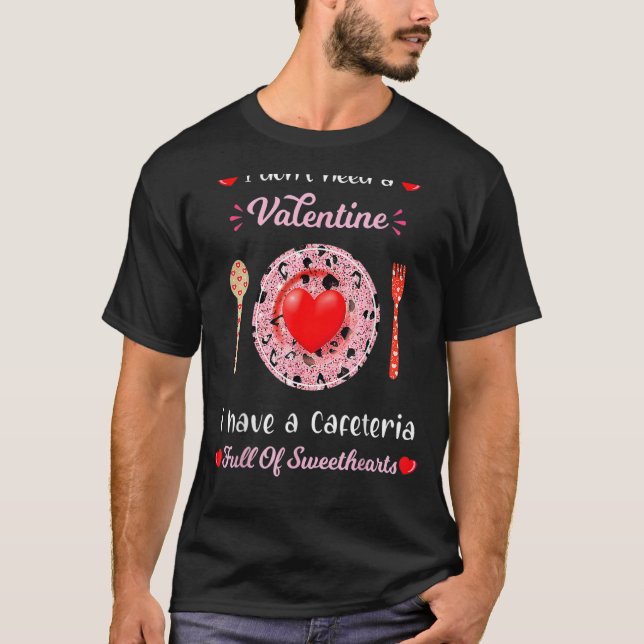 Cute Hearts Valentine Lunch Lady Cafeteria Valenti T-Shirt (Front)