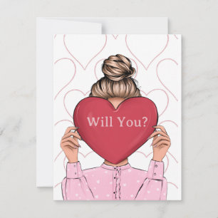 Cute Hearts Valentine's Bridesmaid Proposal Card