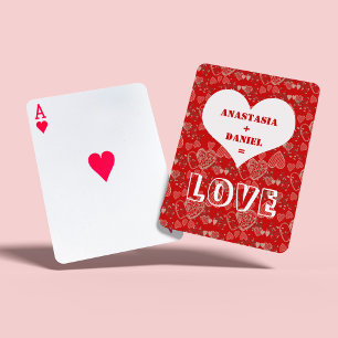 Cute hearts Valentine's Day couple  Playing Cards