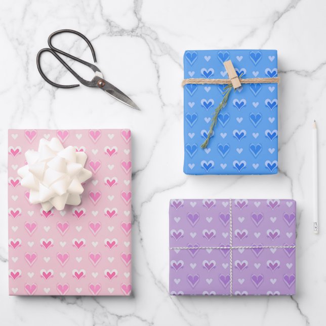 Cute Hearts Wrapping Paper (Front)