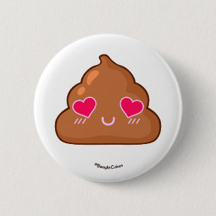 Cute Heartsy Eyes Poop Pinback Button