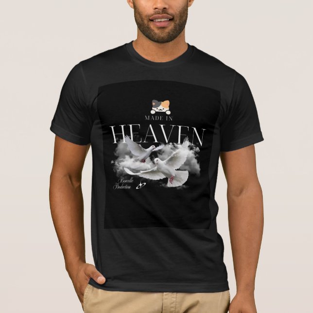 cute heaven & cat design t-shirt  (Front)