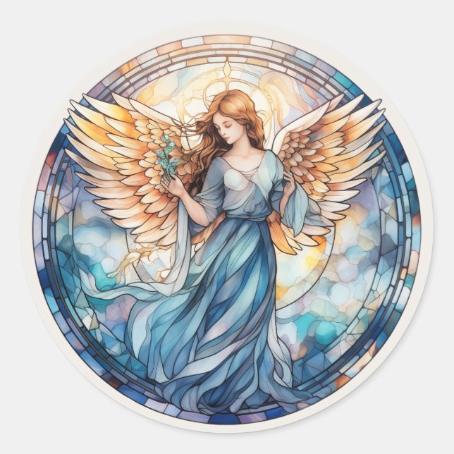 Cute Heavenly Angel religious Classic Round Sticker (Front)