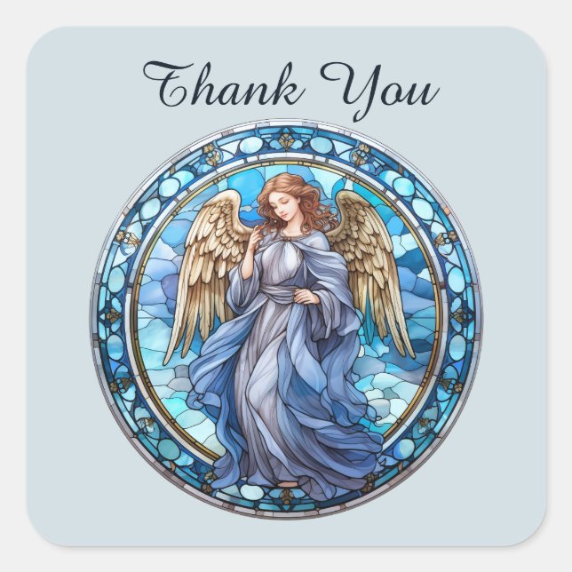 Cute Heavenly Angel religious thank you Square Sticker (Front)
