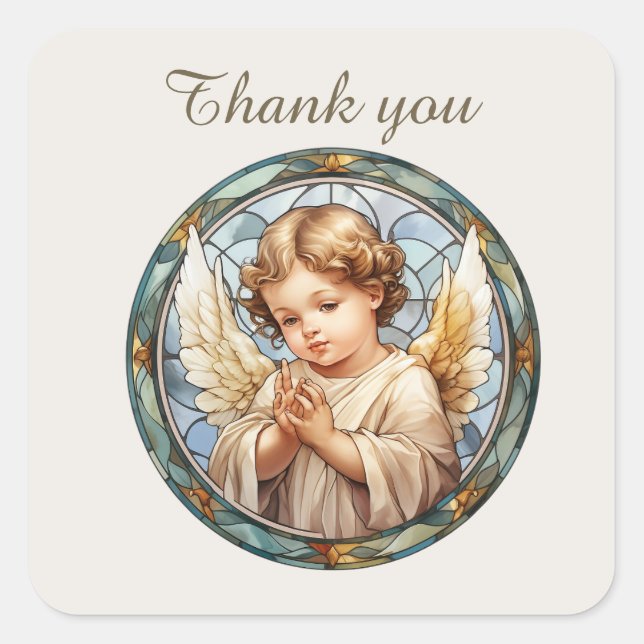 Cute Heavenly Thank you Angel religious  Square Sticker (Front)