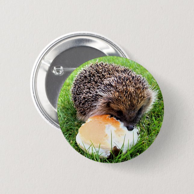 CUTE HEDGEHOG 6 CM ROUND BADGE (Front & Back)