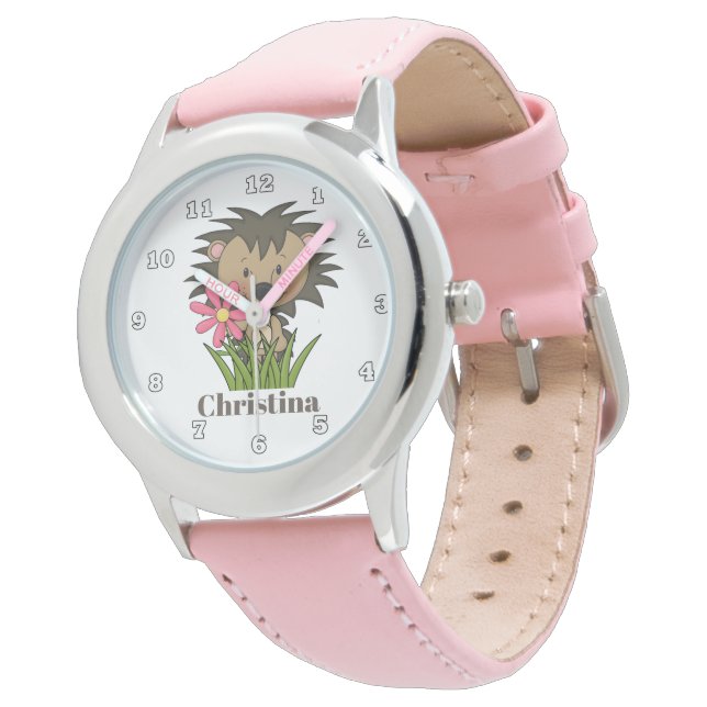 Cute hedgehog add name watch (Angled)