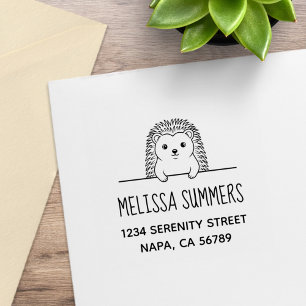 Cute Hedgehog Address Rubber Stamp