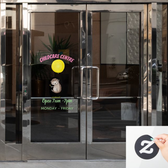 Cute hedgehog and balloon cartoon pattern (Office Door)