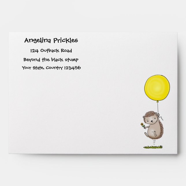 Cute hedgehog and balloon cartoon pattern envelope (Front)