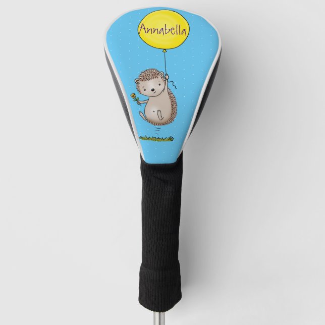 Cute hedgehog and balloon cartoon pattern golf head cover (Front)