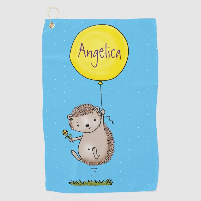 Cute hedgehog and balloon cartoon pattern golf towel (Front)