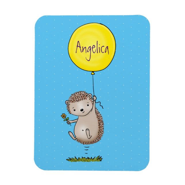 Cute hedgehog and balloon cartoon pattern magnet (Vertical)
