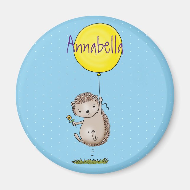 Cute hedgehog and balloon cartoon pattern magnet (Front)