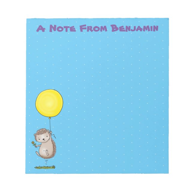 Cute hedgehog and balloon cartoon pattern notepad (Front)