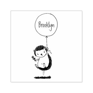 Cute hedgehog and balloon cartoon pattern rubber stamp