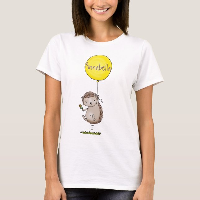 Cute hedgehog and balloon cartoon pattern T-Shirt (Front)