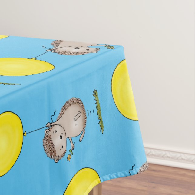 Cute hedgehog and balloon cartoon pattern tablecloth (In Situ)
