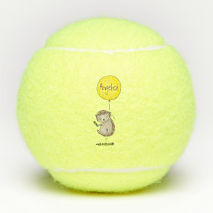 Cute hedgehog and balloon cartoon pattern tennis balls