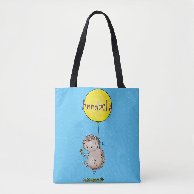 Cute hedgehog and balloon cartoon pattern tote bag (Front)